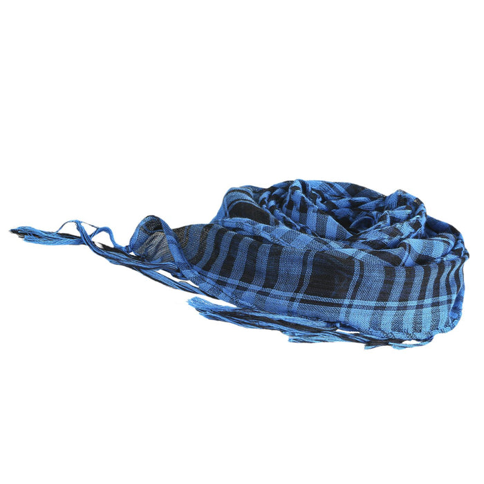 Outdoor Arabic Scarf Soft Comfortable Plaid Scarf for Street Hiking Shopping Blue Black