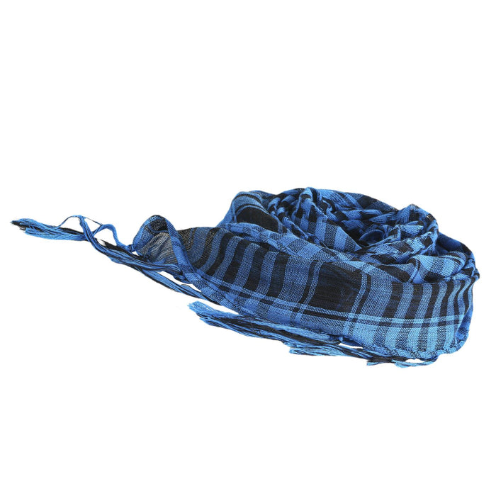 Outdoor Arabic Scarf Soft Comfortable Plaid Scarf for Street Hiking Shopping Blue Black