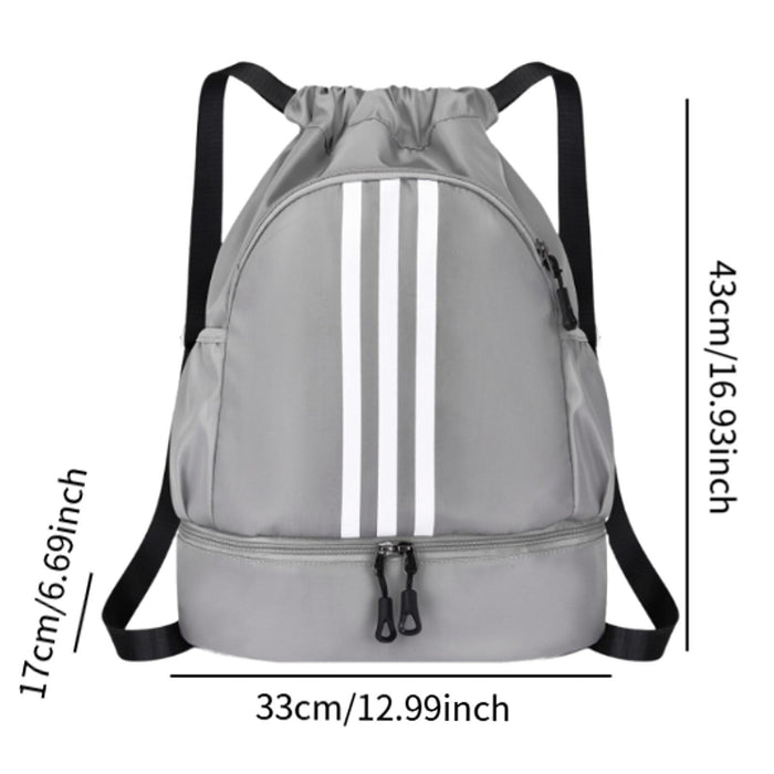 Drawstring Backpack Adjustable Shoulder Straps for Women Men String Swim Bag Gray