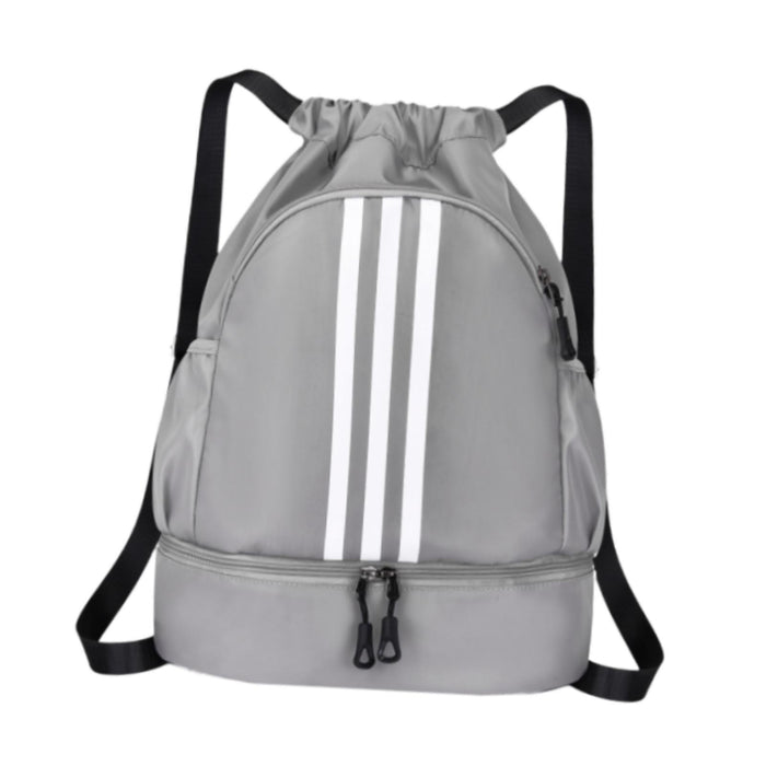 Drawstring Backpack Adjustable Shoulder Straps for Women Men String Swim Bag Gray