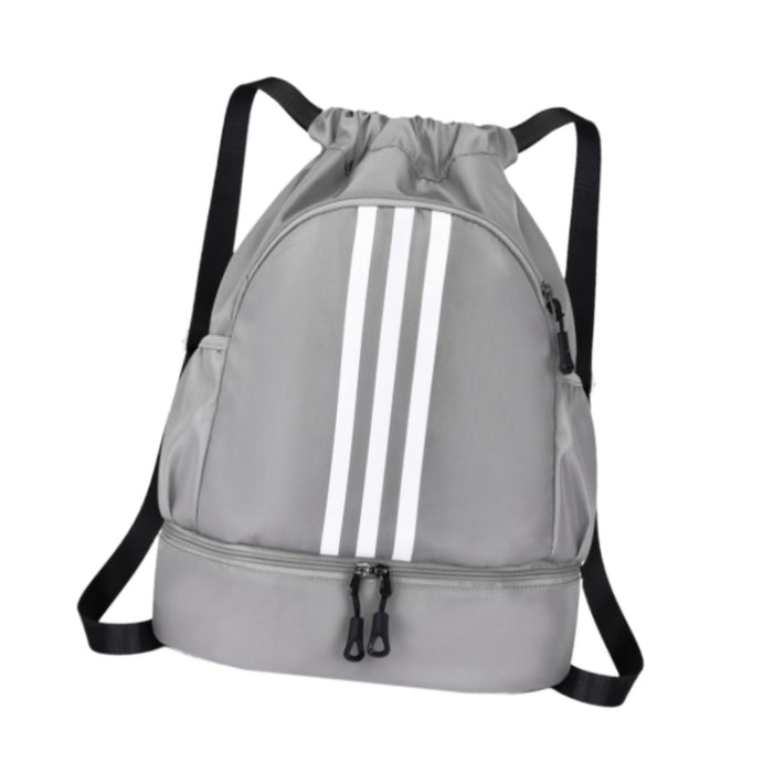 Drawstring Backpack Adjustable Shoulder Straps for Women Men String Swim Bag Gray