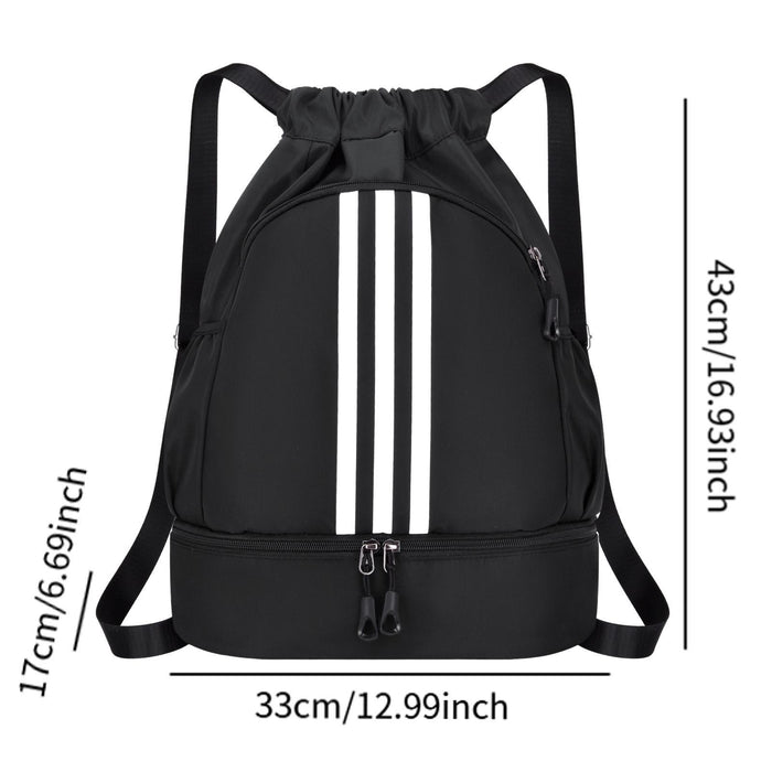 Drawstring Backpack Adjustable Shoulder Straps for Women Men String Swim Bag Black