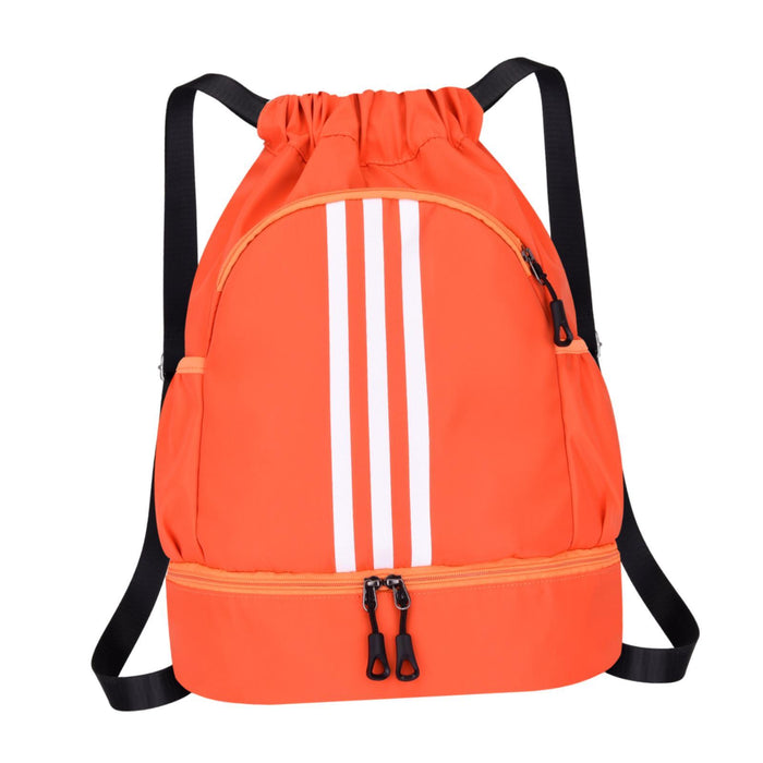 Drawstring Backpack Adjustable Shoulder Straps for Women Men String Swim Bag Orange