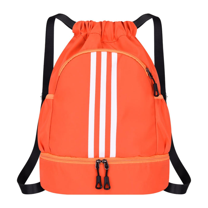 Drawstring Backpack Adjustable Shoulder Straps for Women Men String Swim Bag Orange