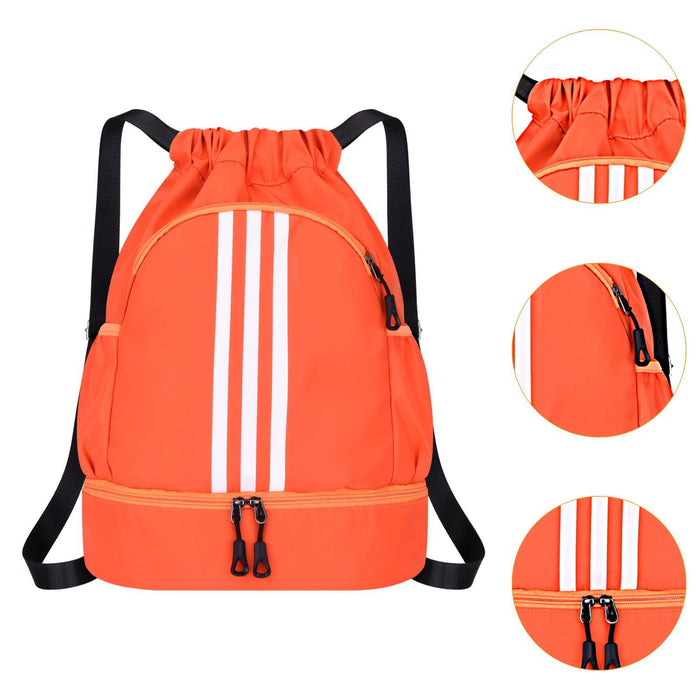 Drawstring Backpack Adjustable Shoulder Straps for Women Men String Swim Bag Orange