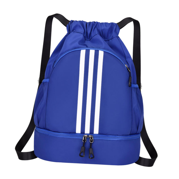 Drawstring Backpack Adjustable Shoulder Straps for Women Men String Swim Bag Blue