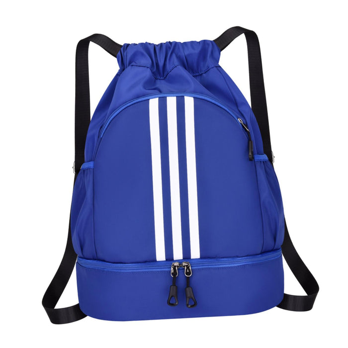 Drawstring Backpack Adjustable Shoulder Straps for Women Men String Swim Bag Blue