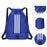 Drawstring Backpack Adjustable Shoulder Straps for Women Men String Swim Bag Blue