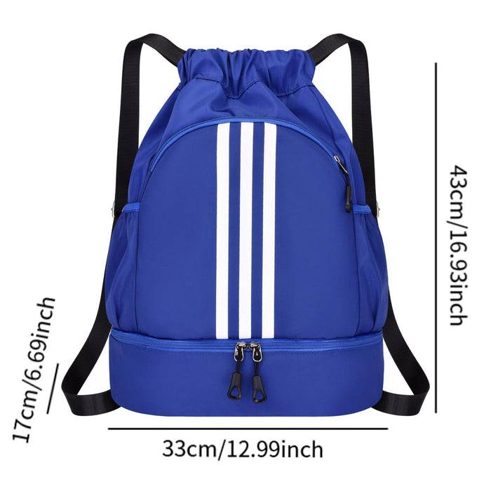 Drawstring Backpack Adjustable Shoulder Straps for Women Men String Swim Bag Blue