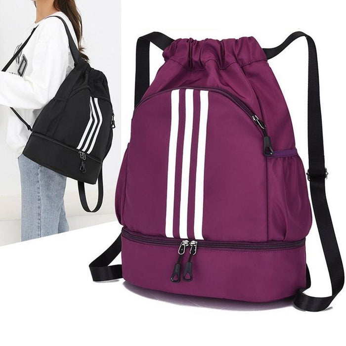 Drawstring Backpack Adjustable Shoulder Straps for Women Men String Swim Bag Violet