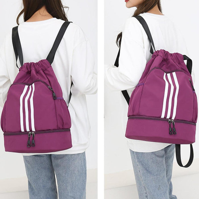 Drawstring Backpack Adjustable Shoulder Straps for Women Men String Swim Bag Violet