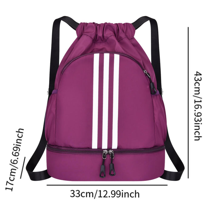 Drawstring Backpack Adjustable Shoulder Straps for Women Men String Swim Bag Violet