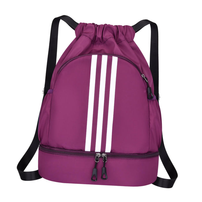 Drawstring Backpack Adjustable Shoulder Straps for Women Men String Swim Bag Violet