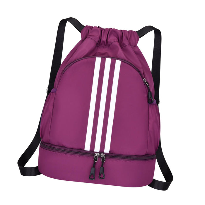 Drawstring Backpack Adjustable Shoulder Straps for Women Men String Swim Bag Violet