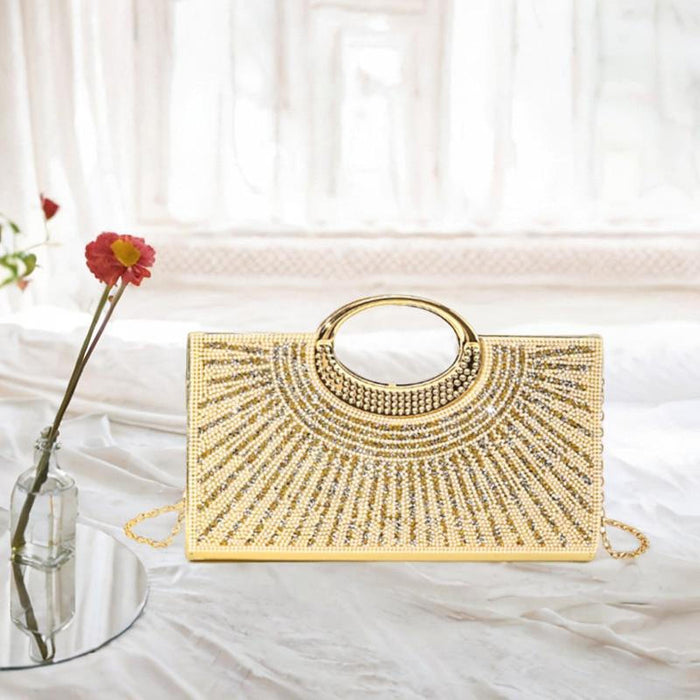 Ladies Clutch Purse Handbag Decoration Wedding Bag for Engagement Prom Women Gold