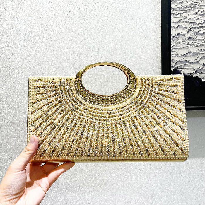 Ladies Clutch Purse Handbag Decoration Wedding Bag for Engagement Prom Women Gold