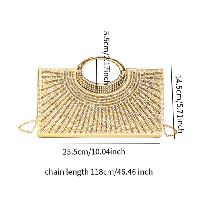 Ladies Clutch Purse Handbag Decoration Wedding Bag for Engagement Prom Women Gold