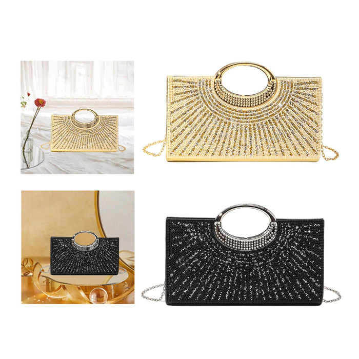 Ladies Clutch Purse Handbag Decoration Wedding Bag for Engagement Prom Women Gold