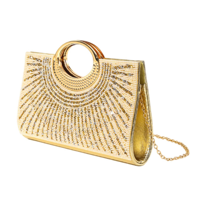 Ladies Clutch Purse Handbag Decoration Wedding Bag for Engagement Prom Women Gold