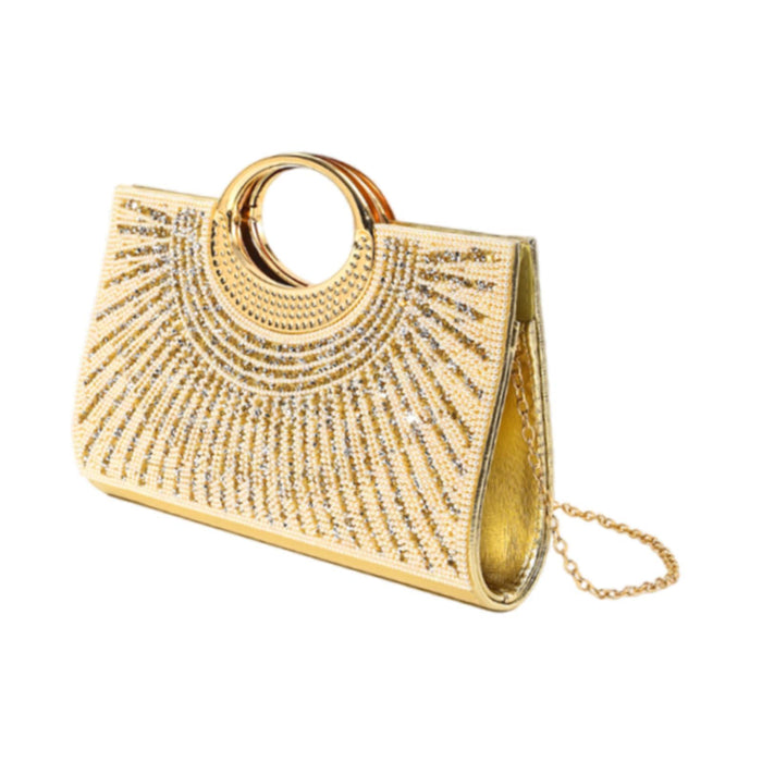 Ladies Clutch Purse Handbag Decoration Wedding Bag for Engagement Prom Women Gold