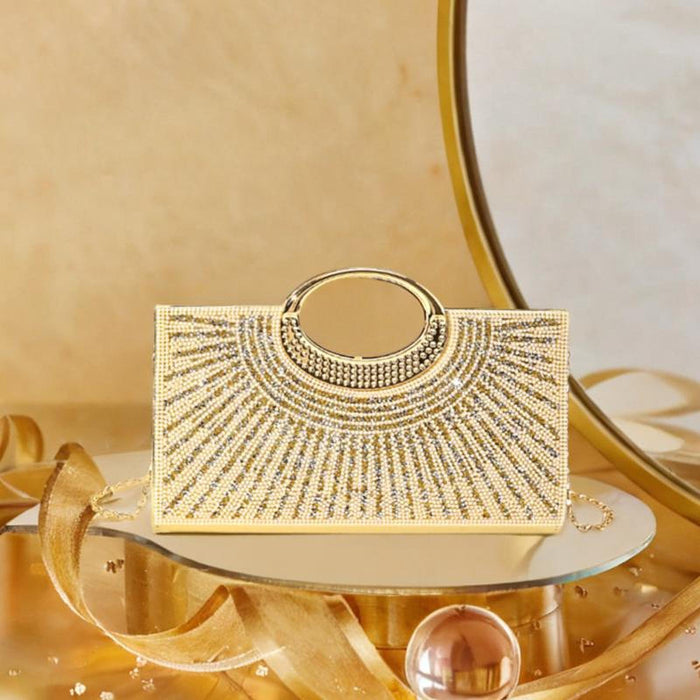 Ladies Clutch Purse Handbag Decoration Wedding Bag for Engagement Prom Women Gold