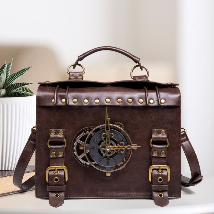 Steampunk Crossbody Bag Adjustable Strap Large Capacity Handbag Shoulder Bag