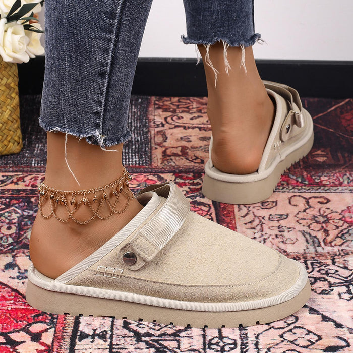 Suede Clogs Adjustable Strap Thick Soled Slip on Closed Toe AntiSlip Sandals 42