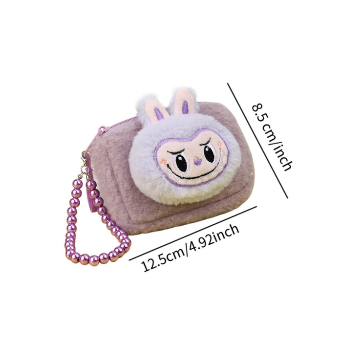 Cute Labubu Purse Creative Pocket Mini Wallet for Vacation Party Travel Square Purple