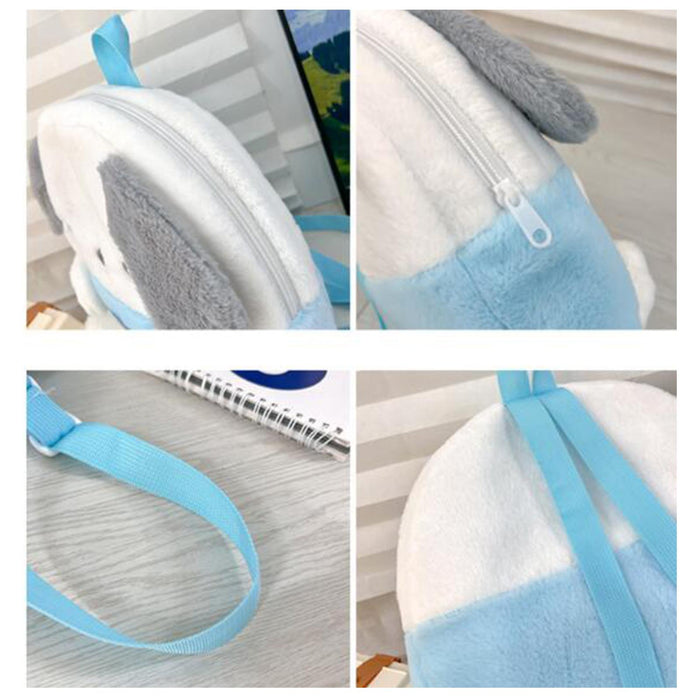 Kids Backpack Casual Tote Bag Stylish with Zipper Closure Adorable Plush Bag Blue