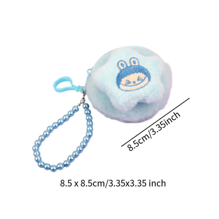 Cartoon Plush Purse with Lanyard Keychain for Dating Party Supplies Vacation Blue