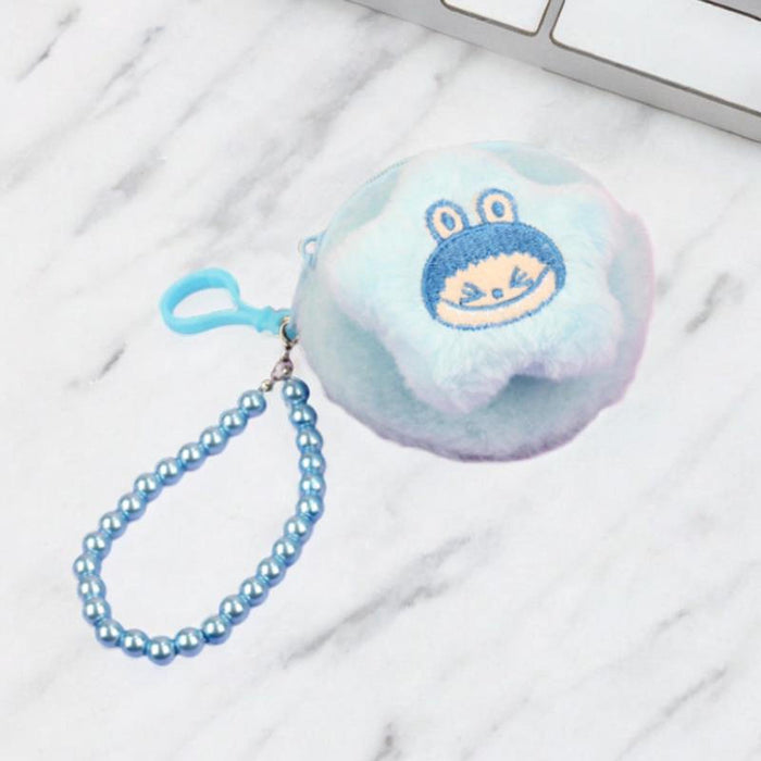 Cartoon Plush Purse with Lanyard Keychain for Dating Party Supplies Vacation Blue