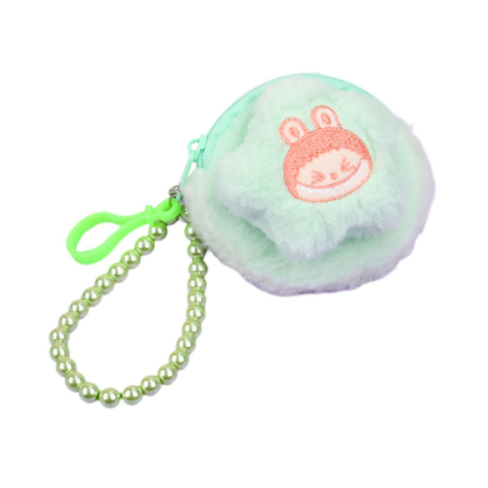 Cartoon Plush Purse with Lanyard Keychain for Dating Party Supplies Vacation Green