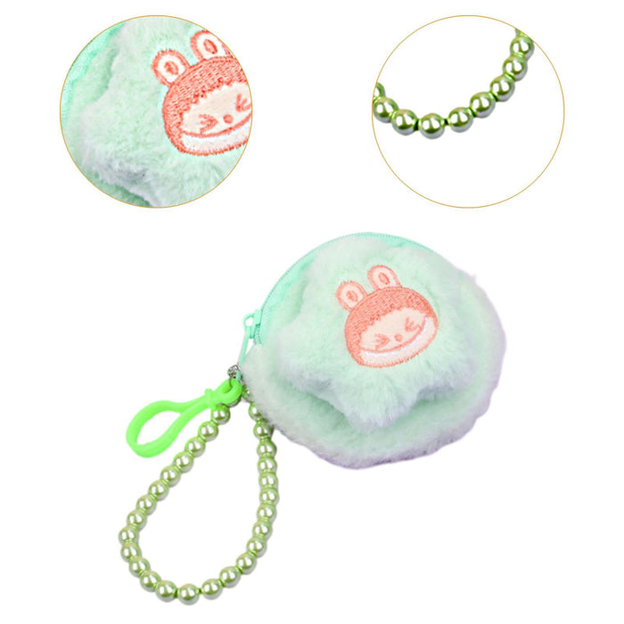 Cartoon Plush Purse with Lanyard Keychain for Dating Party Supplies Vacation Green