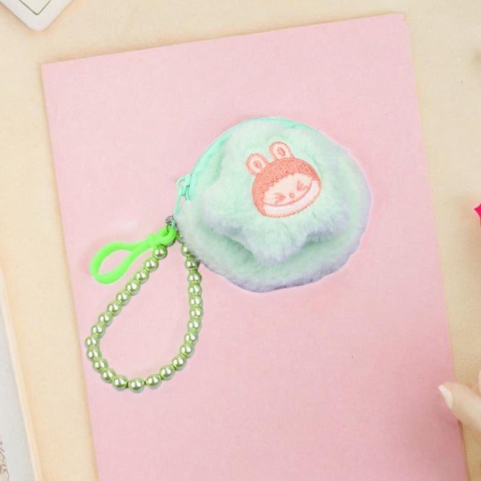 Cartoon Plush Purse with Lanyard Keychain for Dating Party Supplies Vacation Green