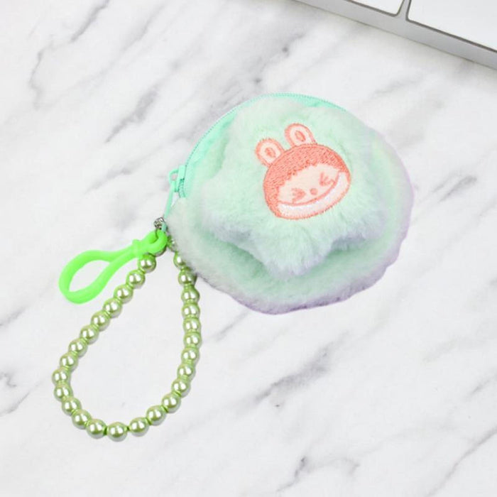 Cartoon Plush Purse with Lanyard Keychain for Dating Party Supplies Vacation Green