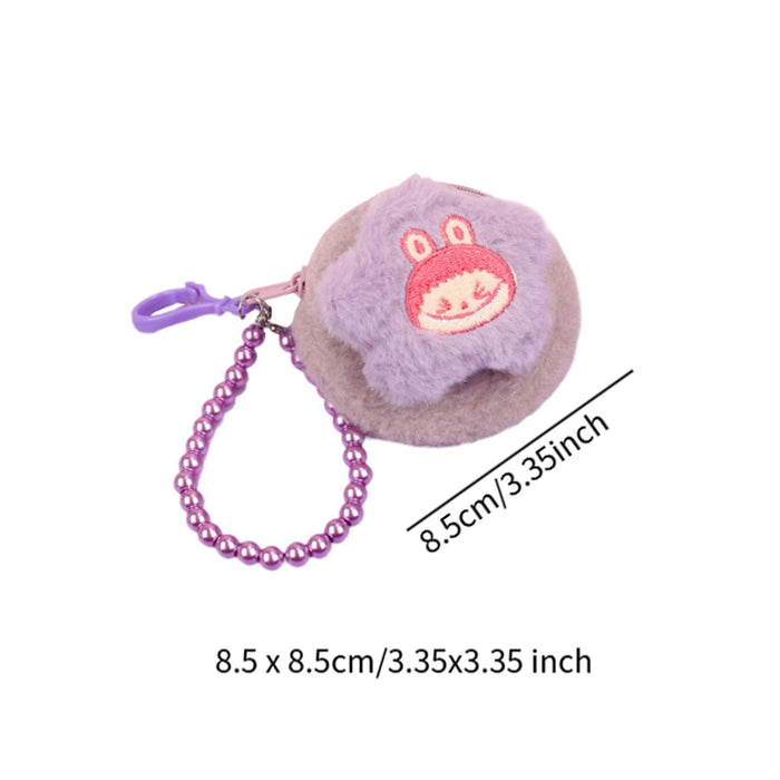 Cartoon Plush Purse with Lanyard Keychain for Dating Party Supplies Vacation Purple