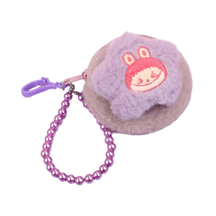 Cartoon Plush Purse with Lanyard Keychain for Dating Party Supplies Vacation Purple