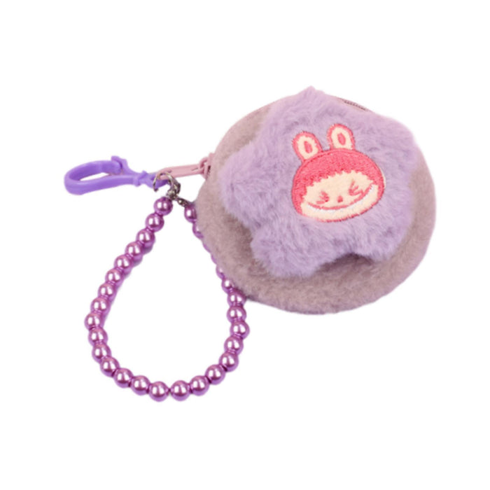 Cartoon Plush Purse with Lanyard Keychain for Dating Party Supplies Vacation Purple