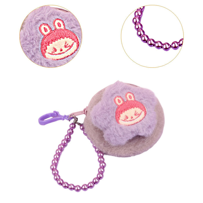 Cartoon Plush Purse with Lanyard Keychain for Dating Party Supplies Vacation Purple