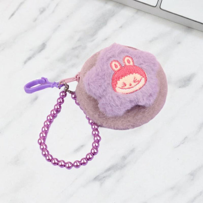 Cartoon Plush Purse with Lanyard Keychain for Dating Party Supplies Vacation Purple