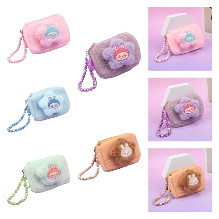 Cartoon Plush Purse Pendant Keychain for Gifts Party Favors Supplies Holiday Pink