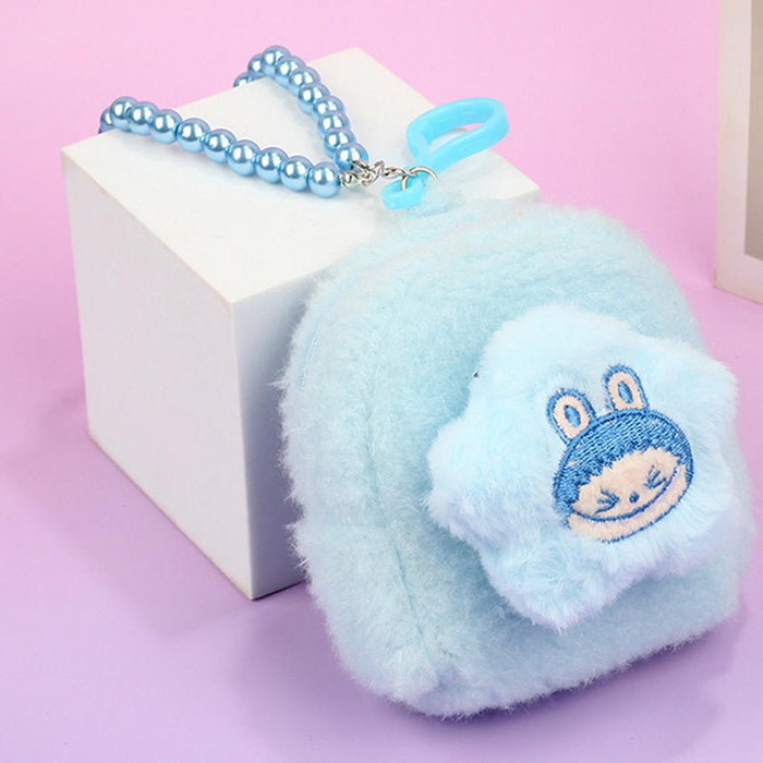 Cartoon Plush Purse Lightweight Girls Wallet for Dating Gifts Party Supplies Blue