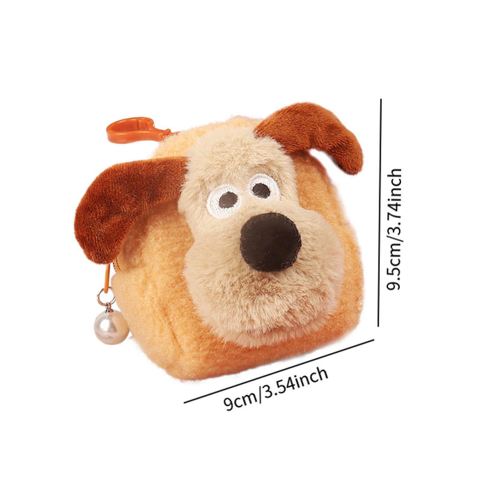 Plush Dog Purse Women Wallet Lightweight Pouch for Commuting Dating Shopping BackpackShape9x9.5cm