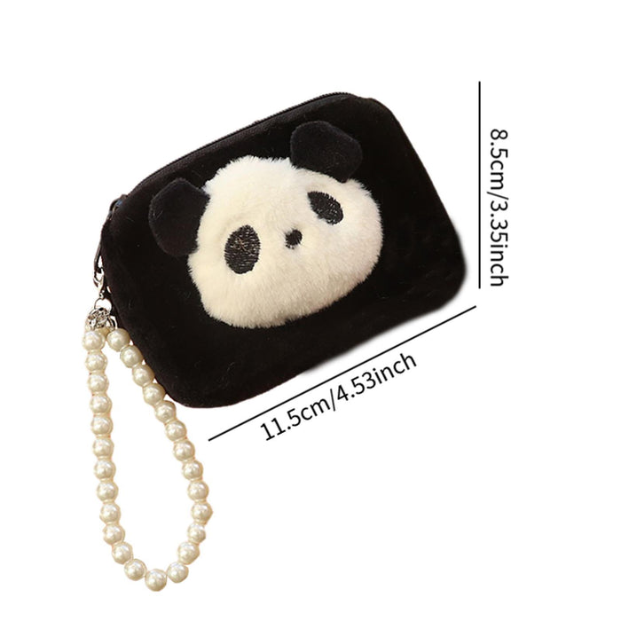 Panda Money Purse Organizer Small Mini Plush Wallet for Shopping Travel Square