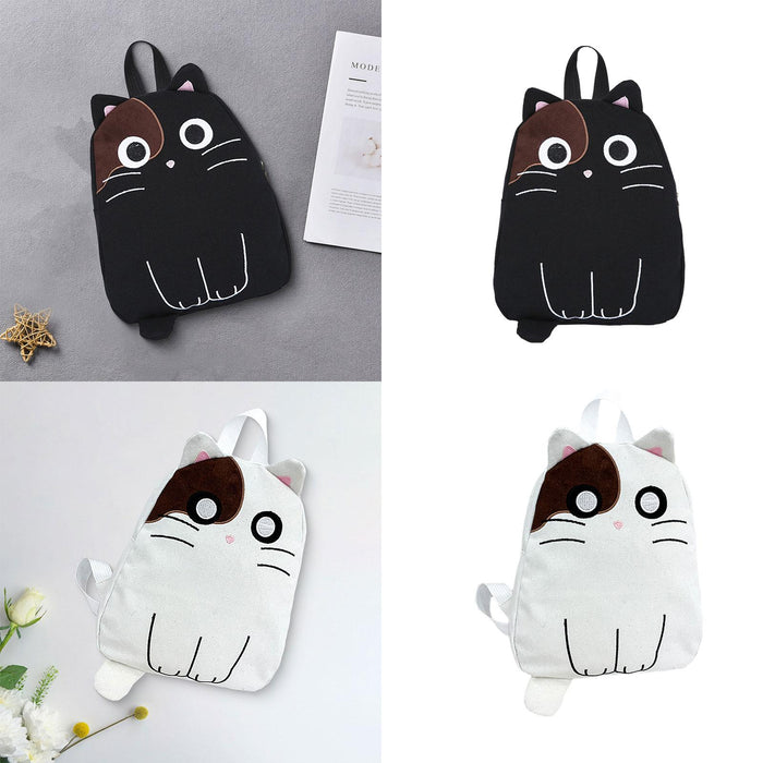 Canvas Backpack Wallet Cute Shoulder Bag for Shopping Decoration Anniversary Black