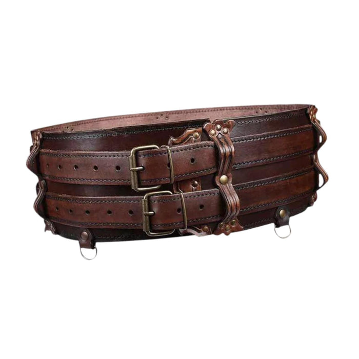 Womens Leather Corset Belt Cinch Belt Waist Girdle for Holidays Dress Blouse Brown