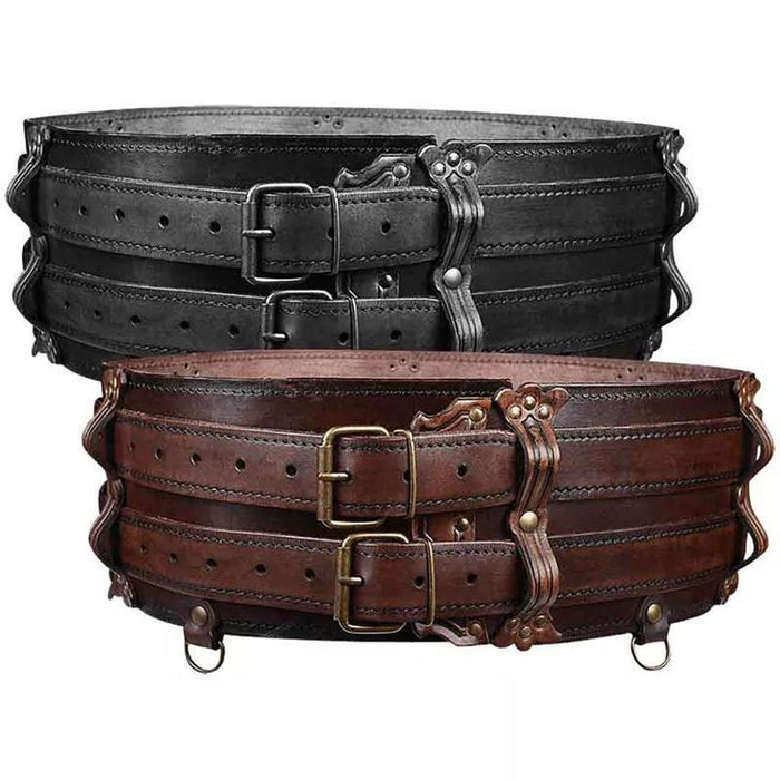 Womens Leather Corset Belt Cinch Belt Waist Girdle for Holidays Dress Blouse Brown