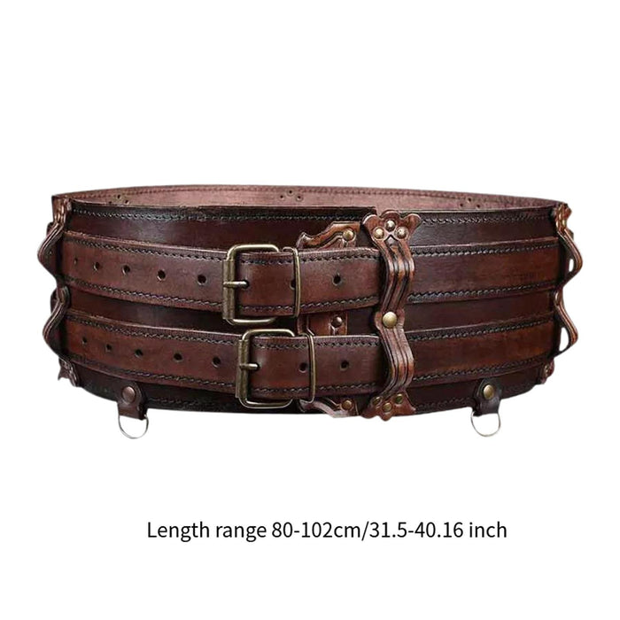 Womens Leather Corset Belt Cinch Belt Waist Girdle for Holidays Dress Blouse Brown