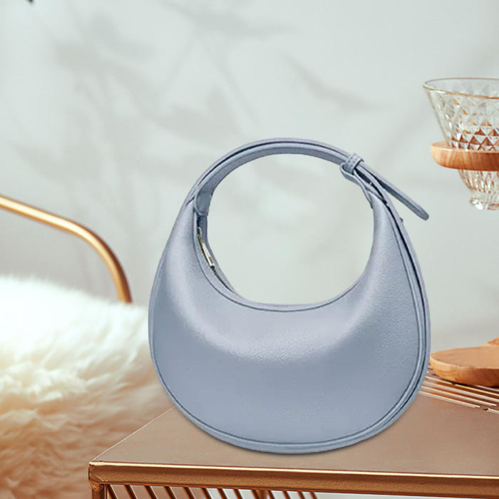 Shoulder Bag for Women Elegant PU Leather Tote Handbag for Everyday Shopping Light Blue