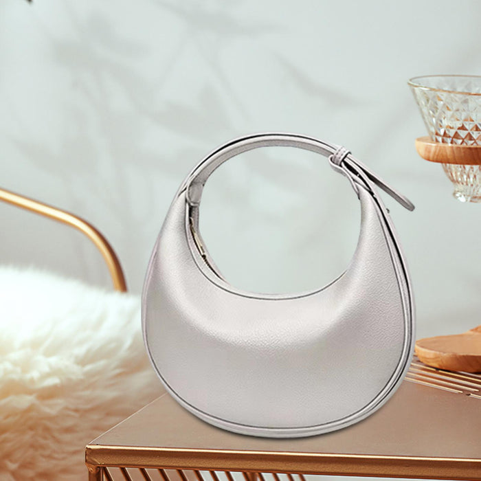 Shoulder Bag for Women Elegant PU Leather Tote Handbag for Everyday Shopping Light Grey